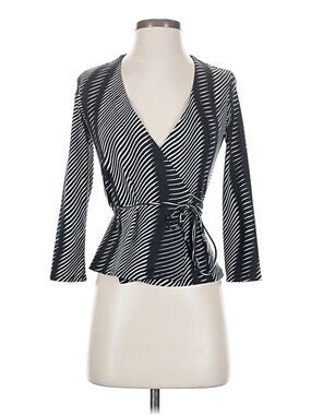 Black Label Stripe Wrap Top 1990s Y2K VINTAGE RARE